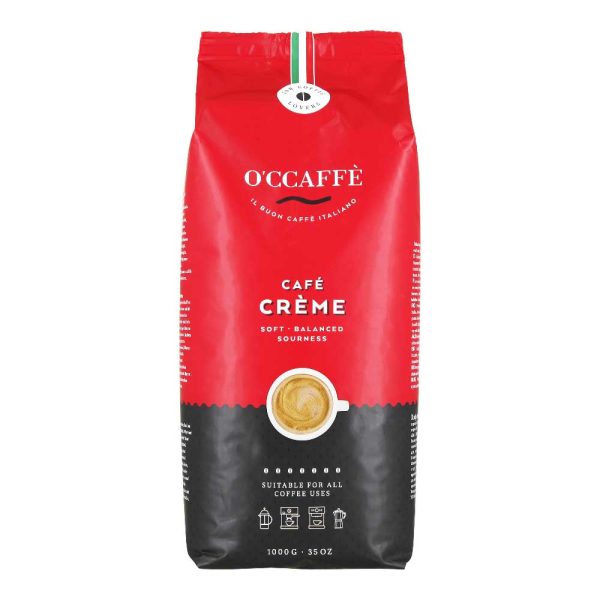 káva O'CCAFFÈ Café Crème rosso 1000g Cafe creme rosso zrnková káva