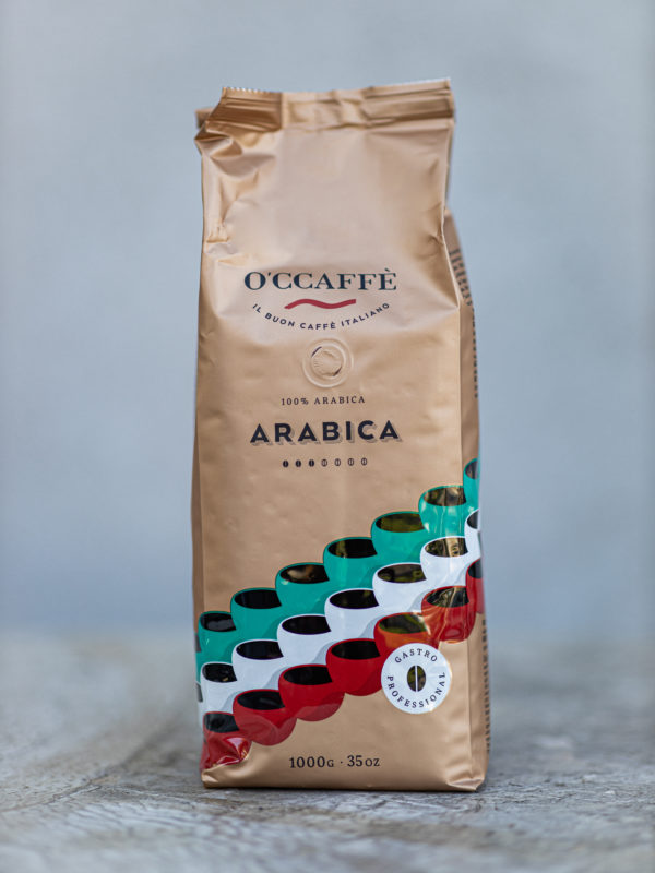 káva 100% Arabica GASTRO PROFESIONAL 1000g O'CCAFFÈ 100% Arabica Gastro – 5+1 × 1 kg + šálka