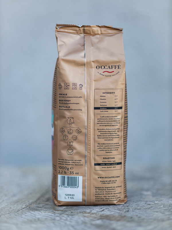 káva 100% Arabica GASTRO PROFESIONAL 1000g O'CCAFFÈ 100% Arabica Gastro – 5+1 × 1 kg + šálka