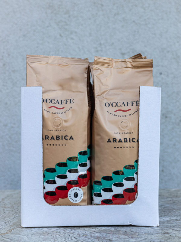 káva 100% Arabica GASTRO PROFESIONAL 1000g O'CCAFFÈ 100% Arabica Gastro – 5+1 × 1 kg + šálka